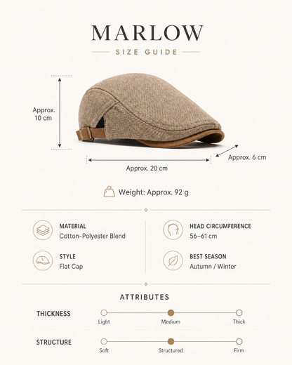 Marlow - Men's Ultra Comfortable Herringbone Cap